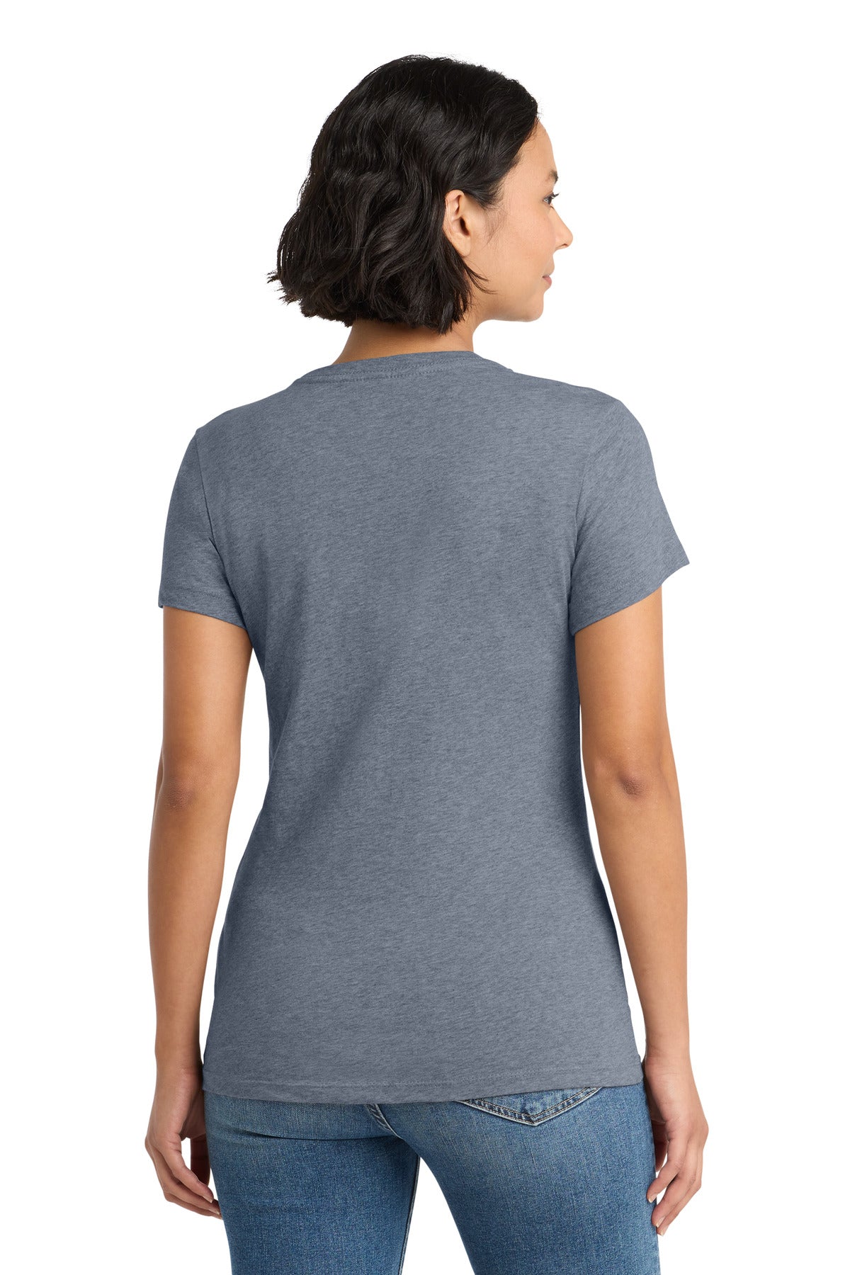 Custom Embroidered District T-Shirts  in Heathered Navy