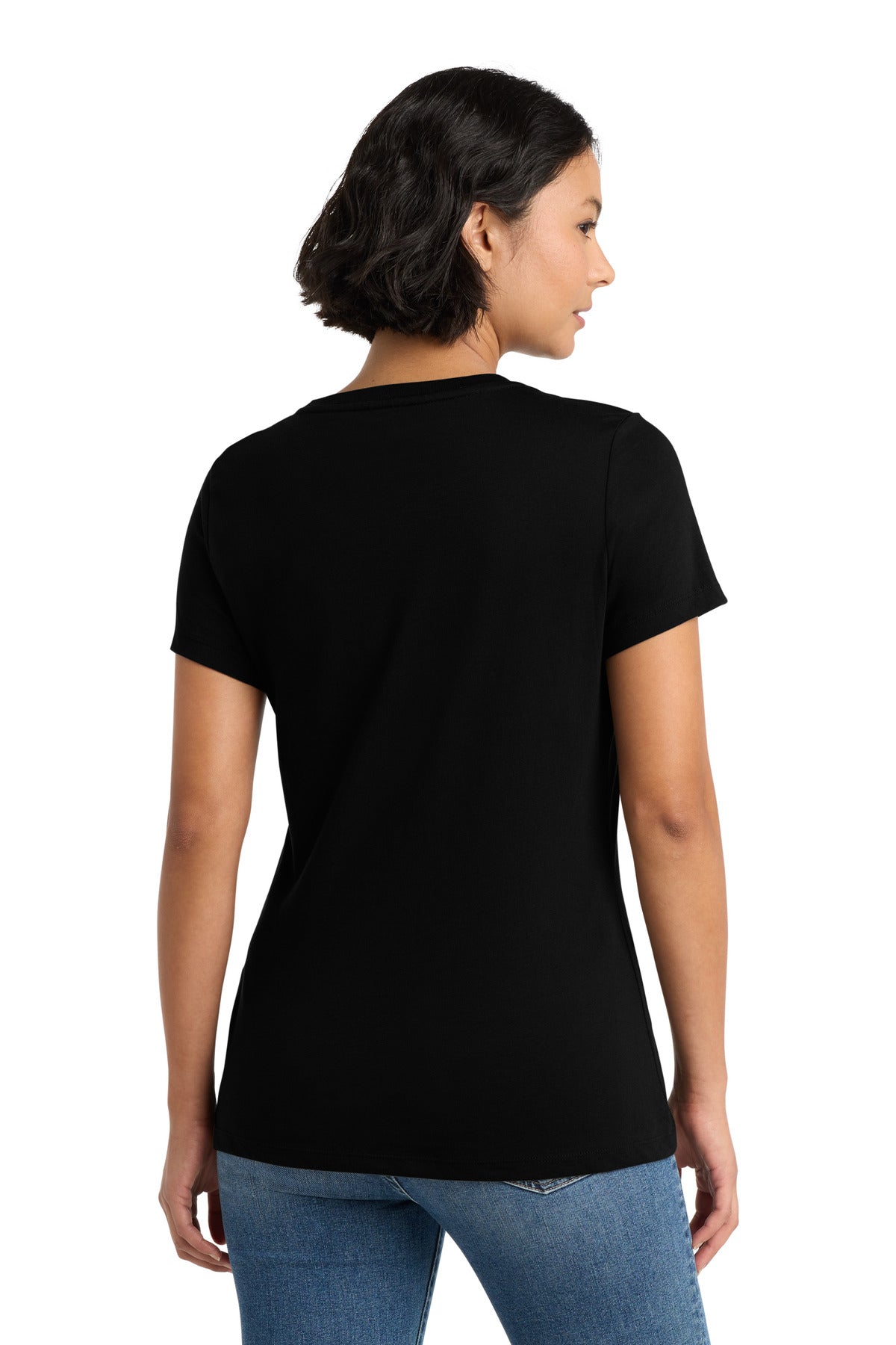 Custom Embroidered District T-Shirts  in Jet Black