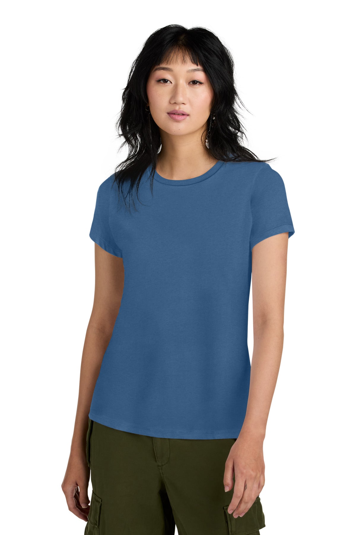 Custom Embroidered District T-Shirts  in Maritime Blue