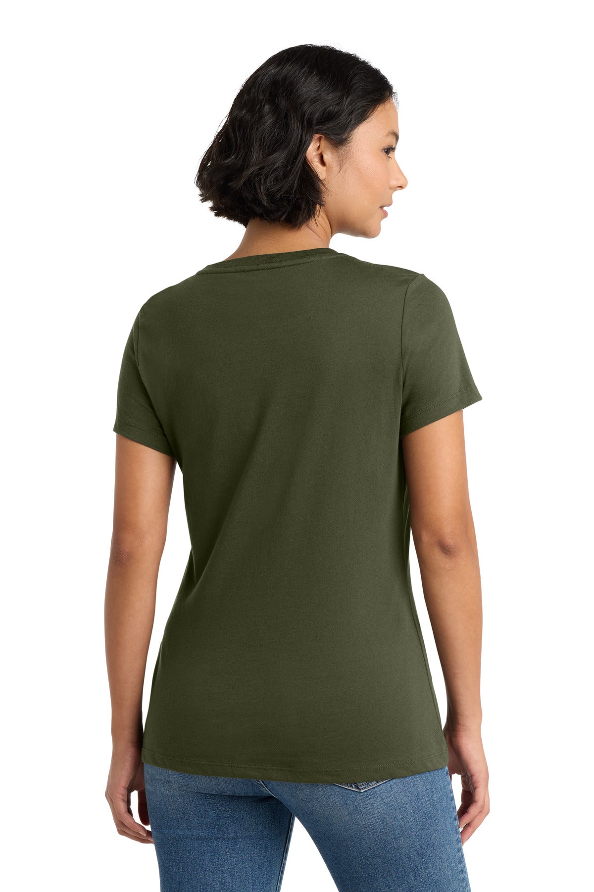 Custom Embroidered District T-Shirts  in Military Green