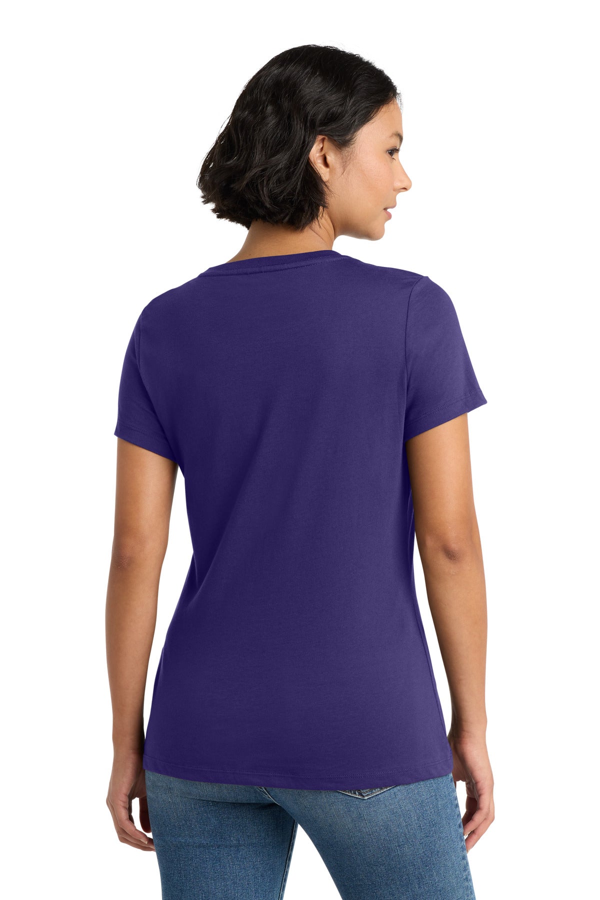 Custom Embroidered District T-Shirts  in Purple