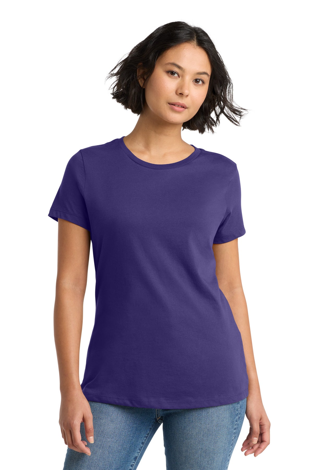Custom Embroidered District T-Shirts  in Purple
