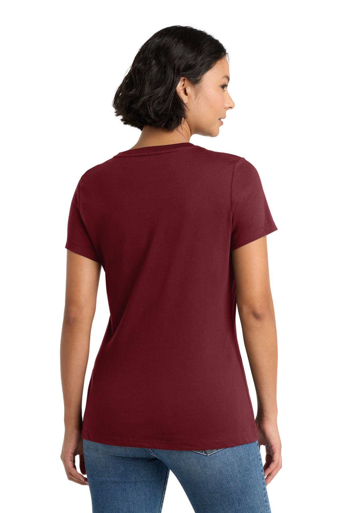 Custom Embroidered District T-Shirts  in Sangria