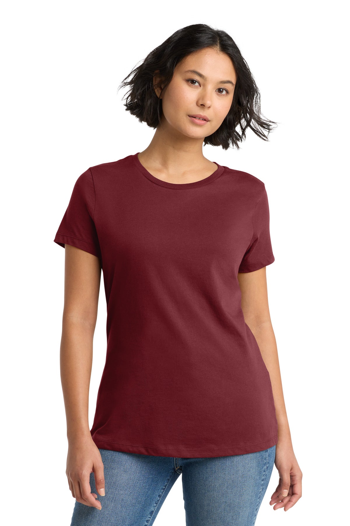 Custom Embroidered District T-Shirts  in Sangria
