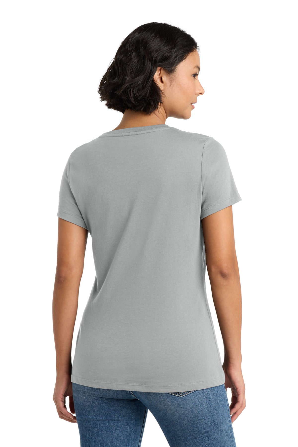 Custom Embroidered District T-Shirts  in Silver