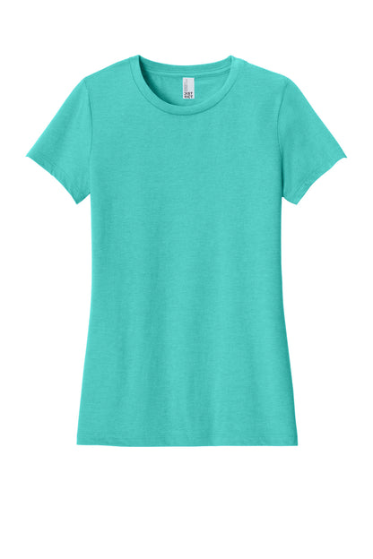 District  Women's Perfect Blend CVC Tee. DM108L Aqua Heather