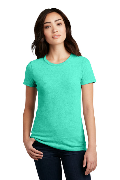 District  Women's Perfect Blend CVC Tee. DM108L Aqua Heather