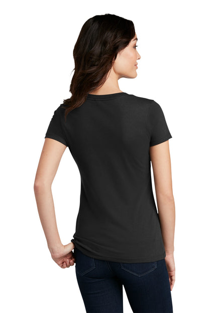 Custom Embroidered District  Women's Perfect Blend CVC Tee. DM108L,Black