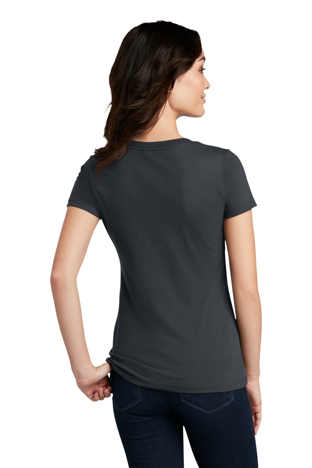 Custom Embroidered District  Women's Perfect Blend CVC Tee. DM108L,Charcoal