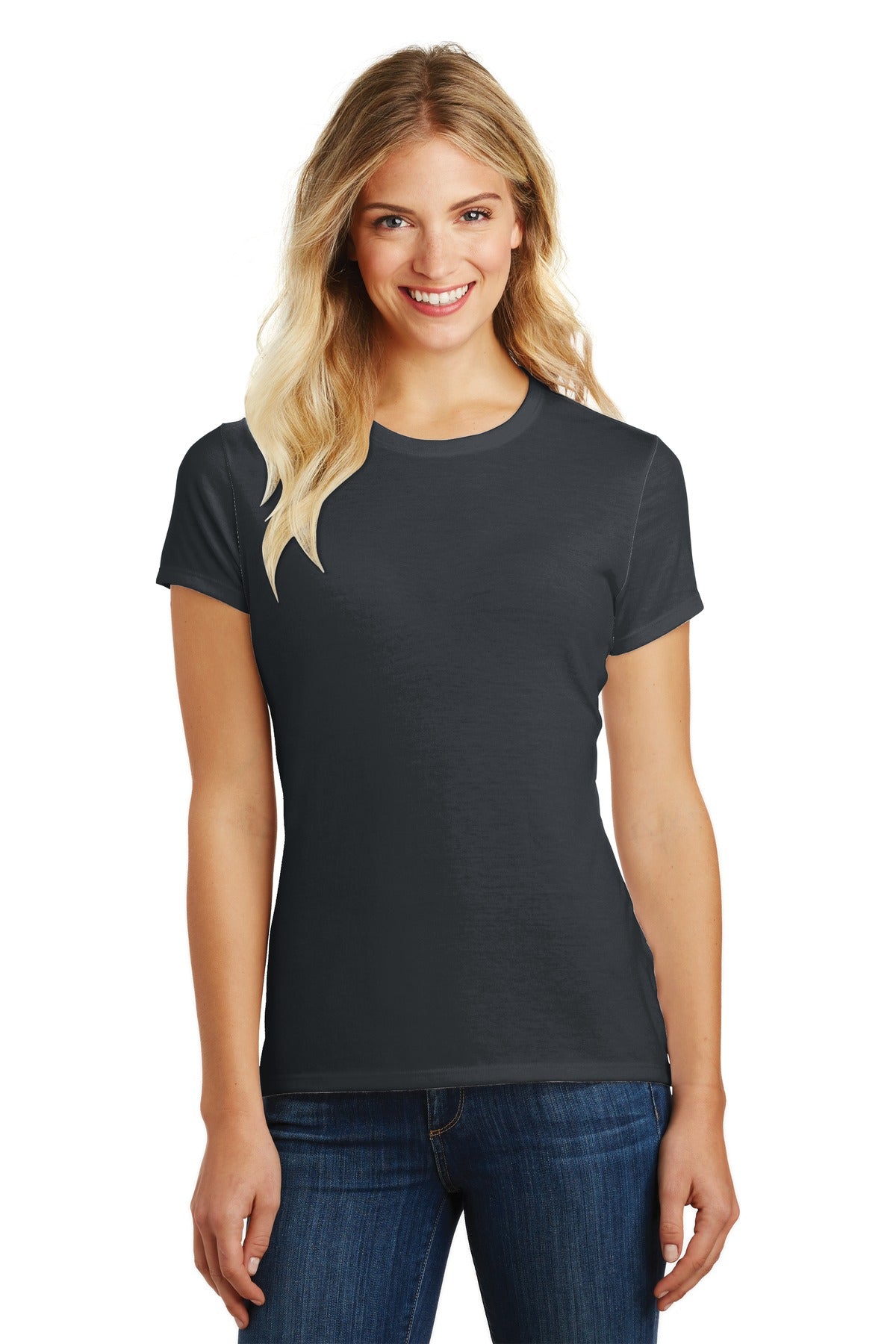 District  Women's Perfect Blend CVC Tee. DM108L Charcoal