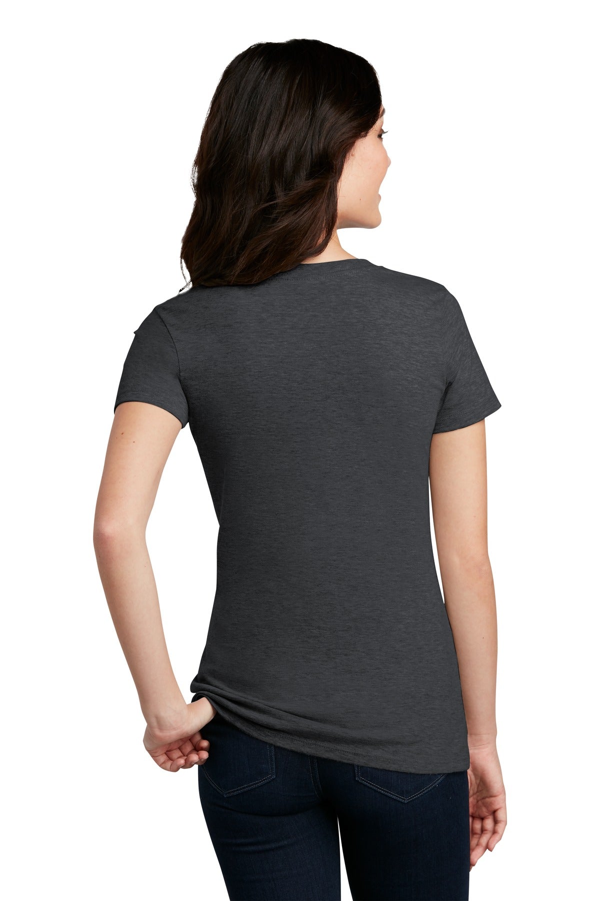 Custom Embroidered District  Women's Perfect Blend CVC Tee. DM108L,Heathered Charcoal