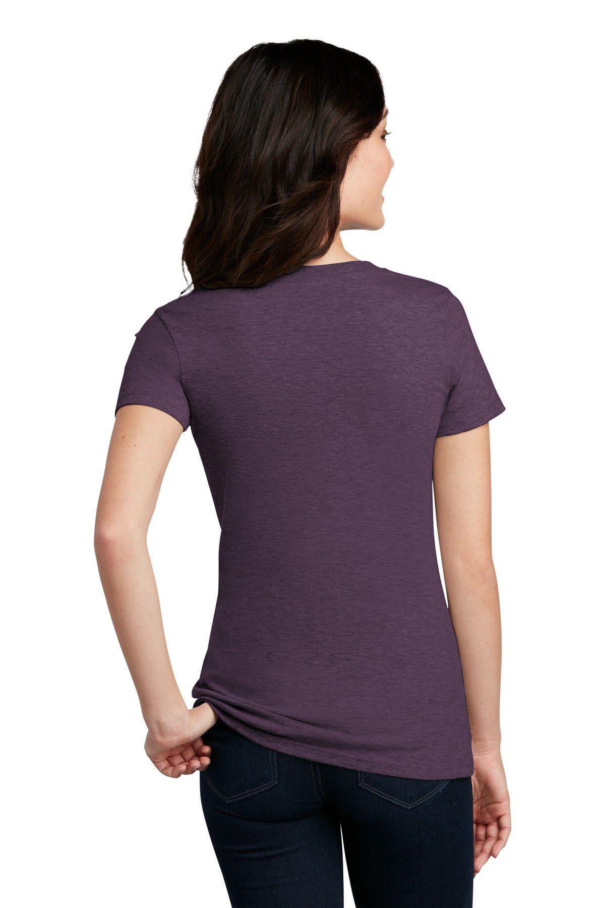 Custom Embroidered District  Women's Perfect Blend CVC Tee. DM108L,Heathered Eggplant