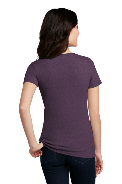 Custom Embroidered District  Women's Perfect Blend CVC Tee. DM108L,Heathered Eggplant