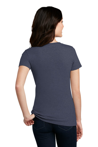 Custom Embroidered District  Women's Perfect Blend CVC Tee. DM108L,Heathered Navy