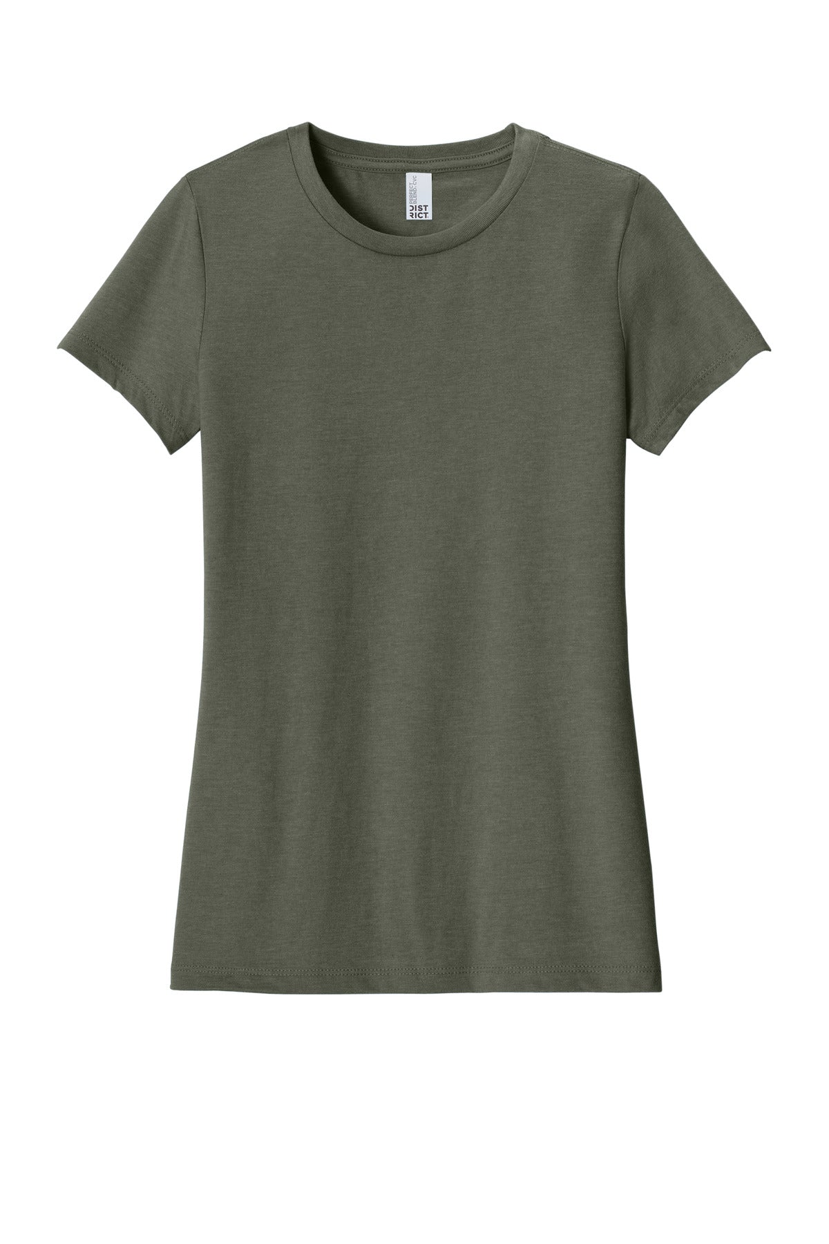 District  Women's Perfect Blend CVC Tee. DM108L Heathered Olive