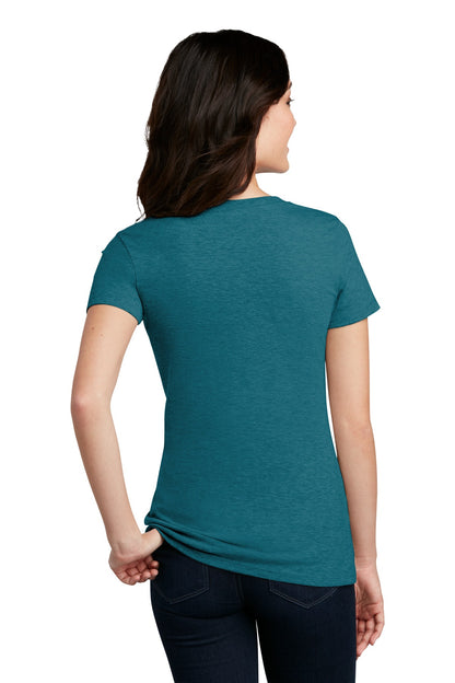 Custom Embroidered District  Women's Perfect Blend CVC Tee. DM108L,Heathered Teal