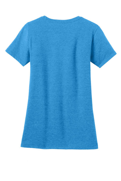 District  Women's Perfect Blend CVC Tee. DM108L Heathered Bright Turquoise