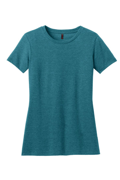 District  Women's Perfect Blend CVC Tee. DM108L Heathered Teal