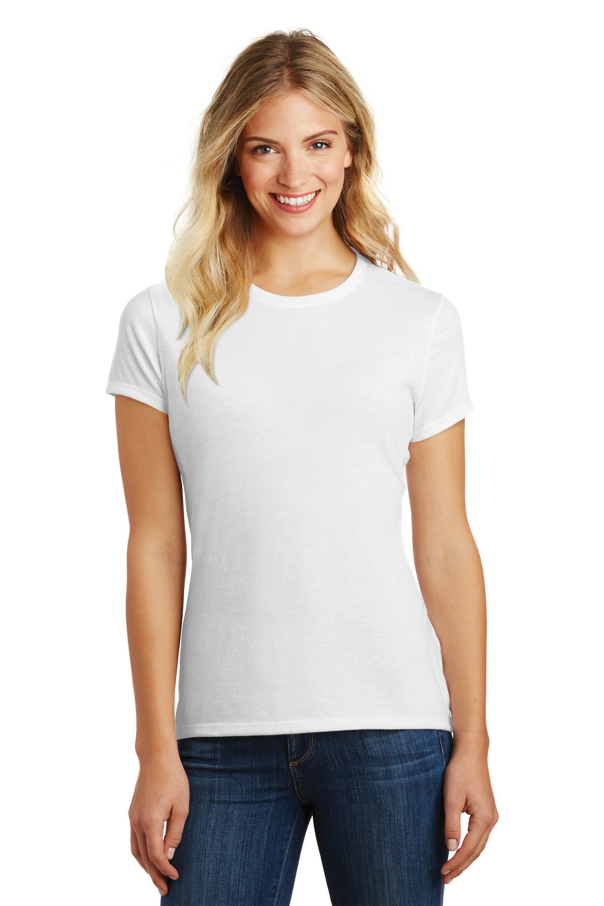 District  Women's Perfect Blend CVC Tee. DM108L White