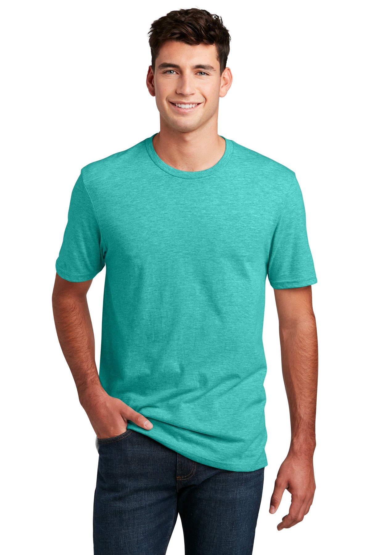 District Perfect Blend CVC Tee. DM108 Aqua Heather