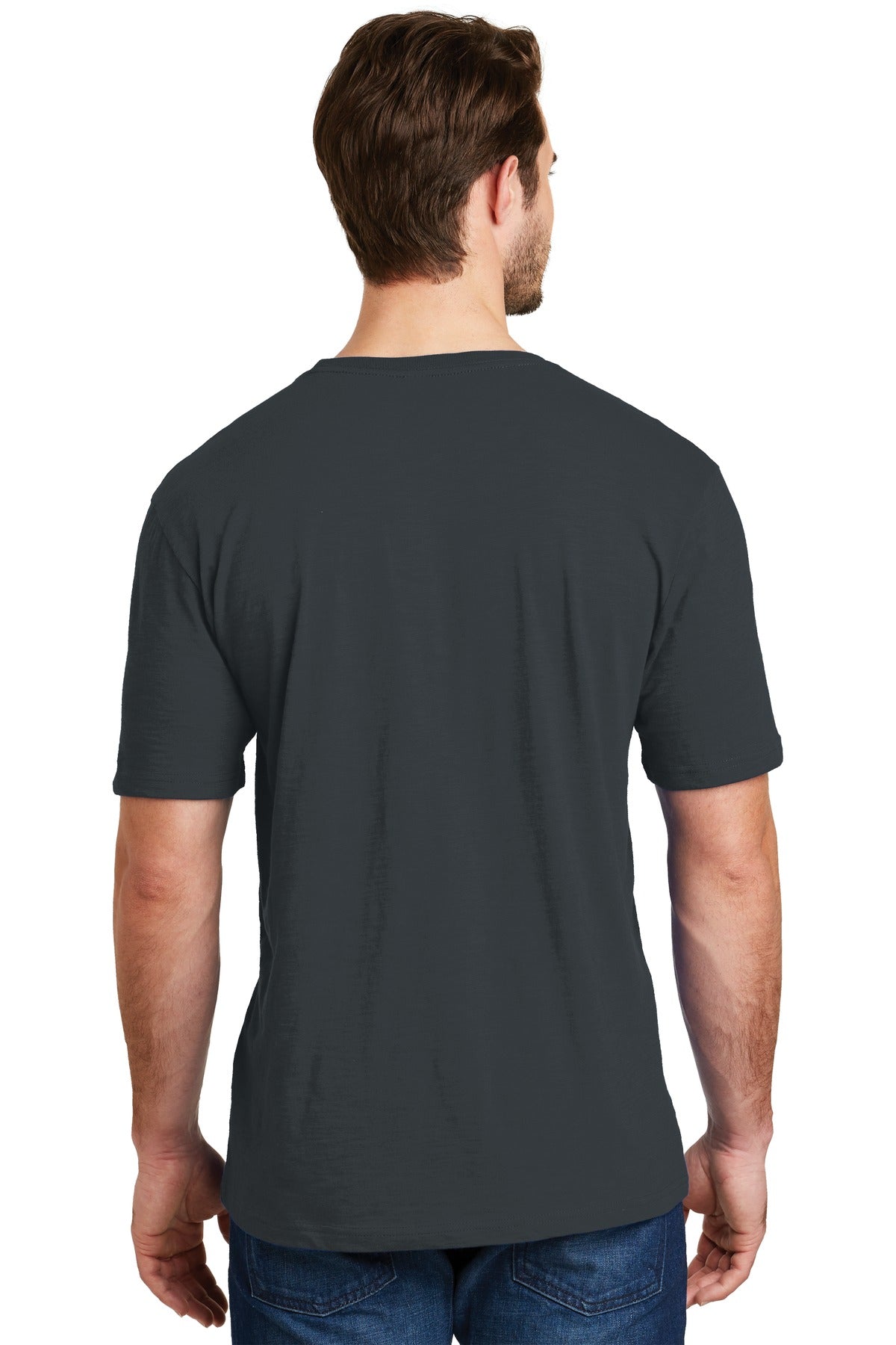 Custom Embroidered District Perfect Blend CVC Tee. DM108,Charcoal