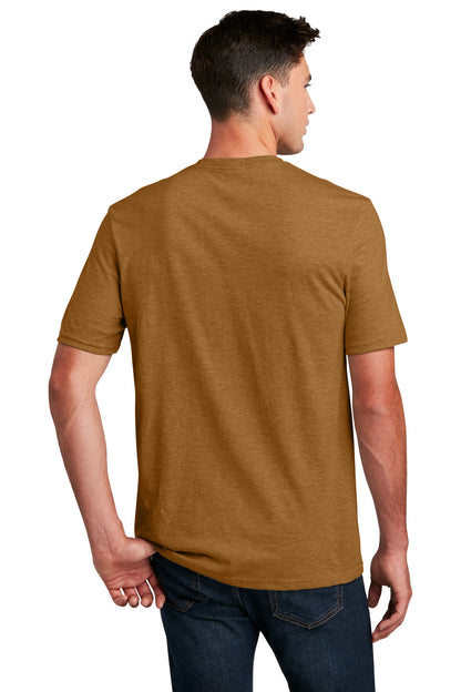 Custom Embroidered District Perfect Blend CVC Tee. DM108,Duck Brown Heather