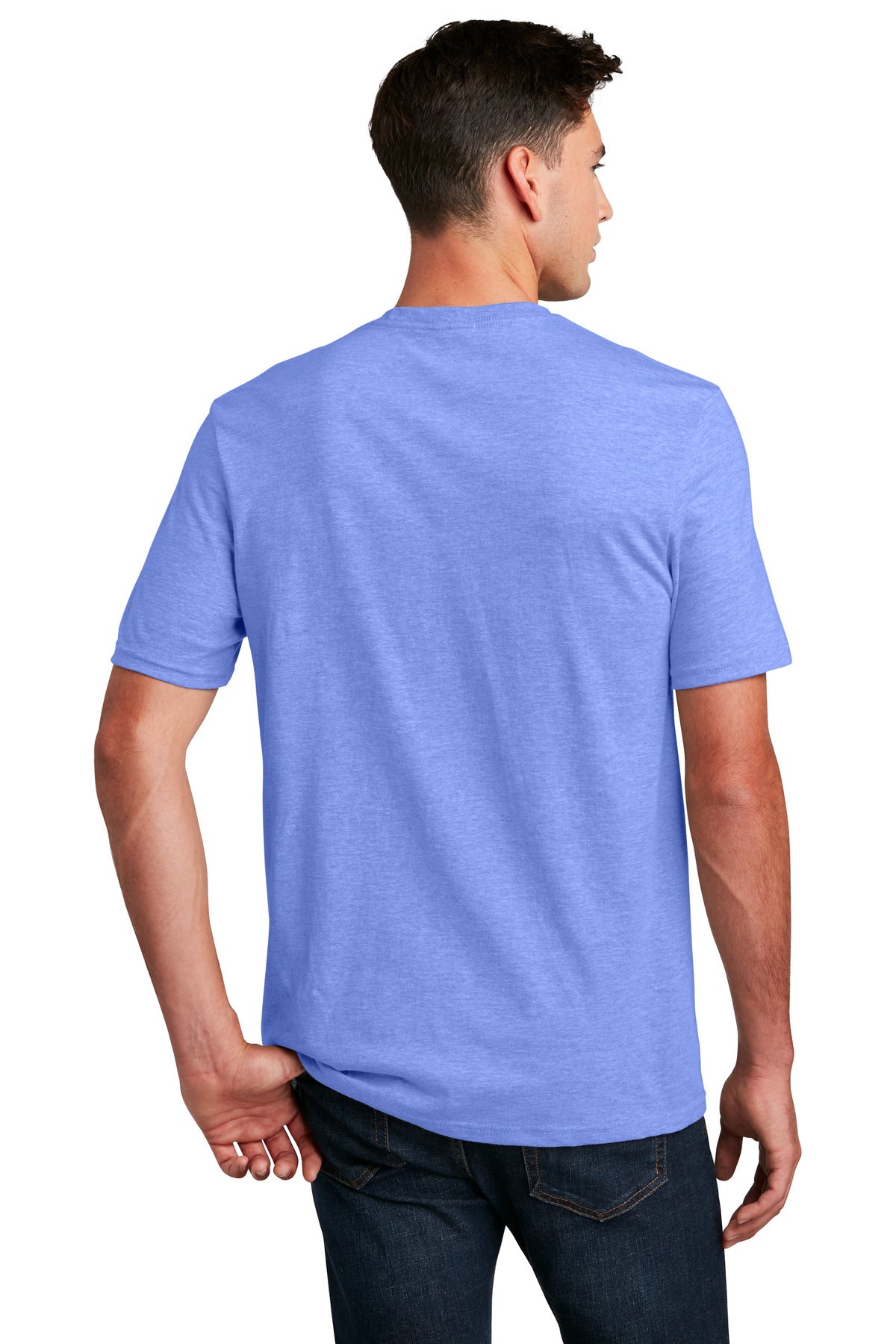 Custom Embroidered District Perfect Blend CVC Tee. DM108,Electric Purple Heather