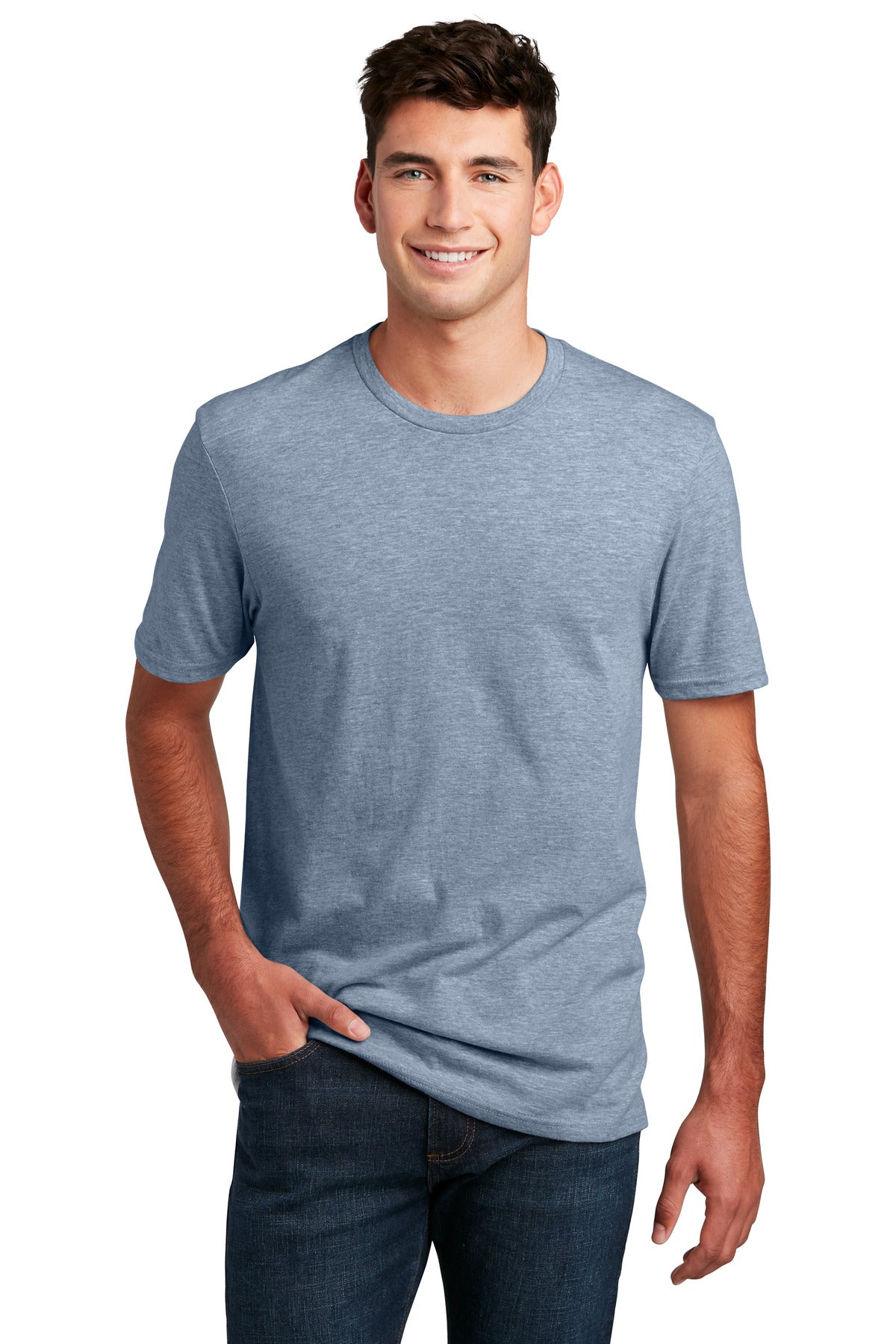 District Perfect Blend CVC Tee. DM108 Flint Blue Heather