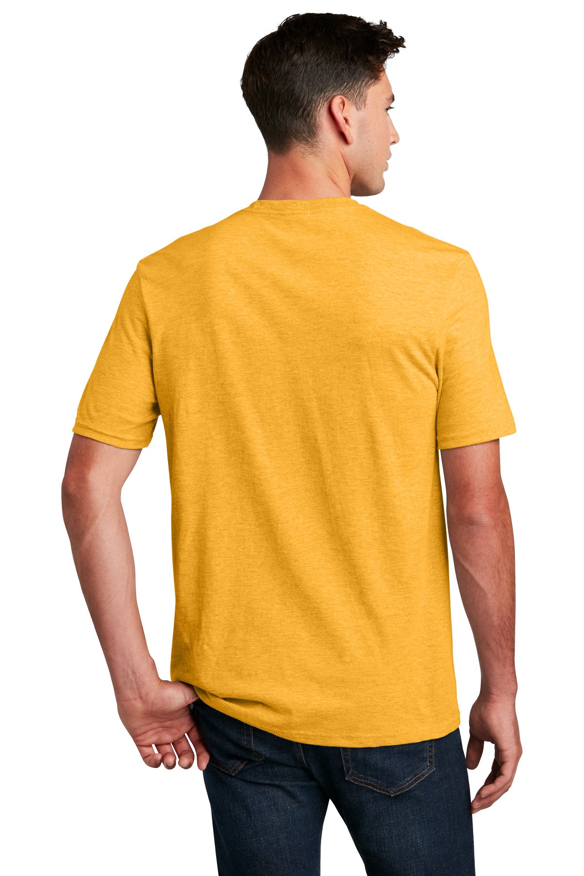 Custom Embroidered District Perfect Blend CVC Tee. DM108,Gold Heather