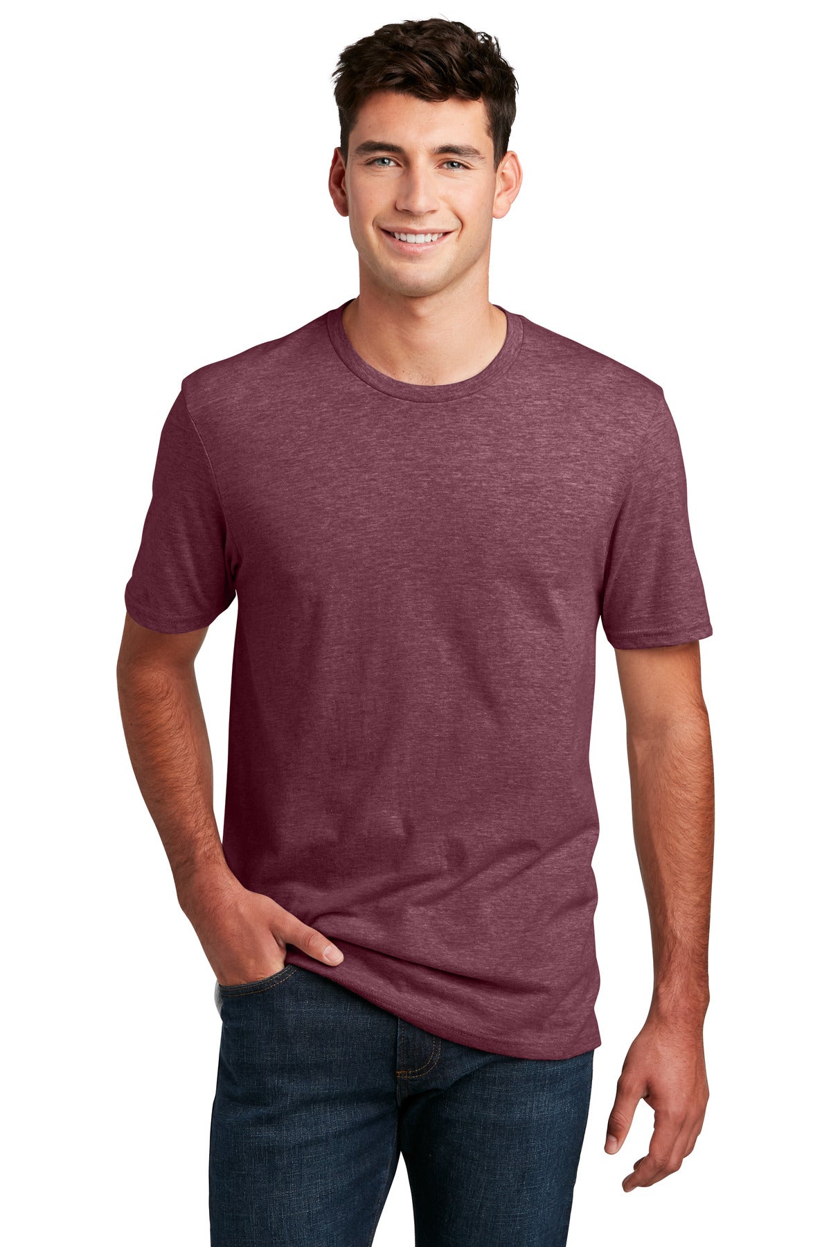 District Perfect Blend CVC Tee. DM108 Heathered Cardinal