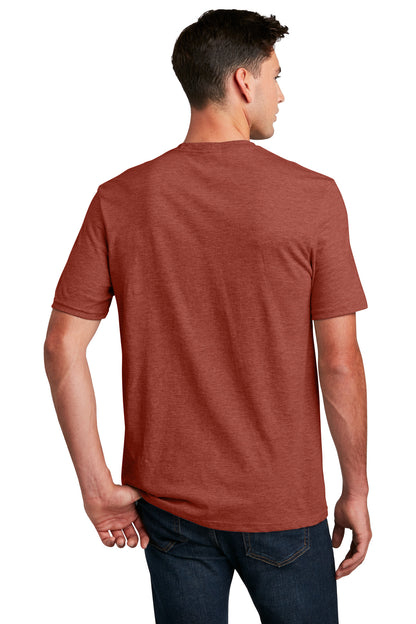 Custom Embroidered District Perfect Blend CVC Tee. DM108,Heathered Russet