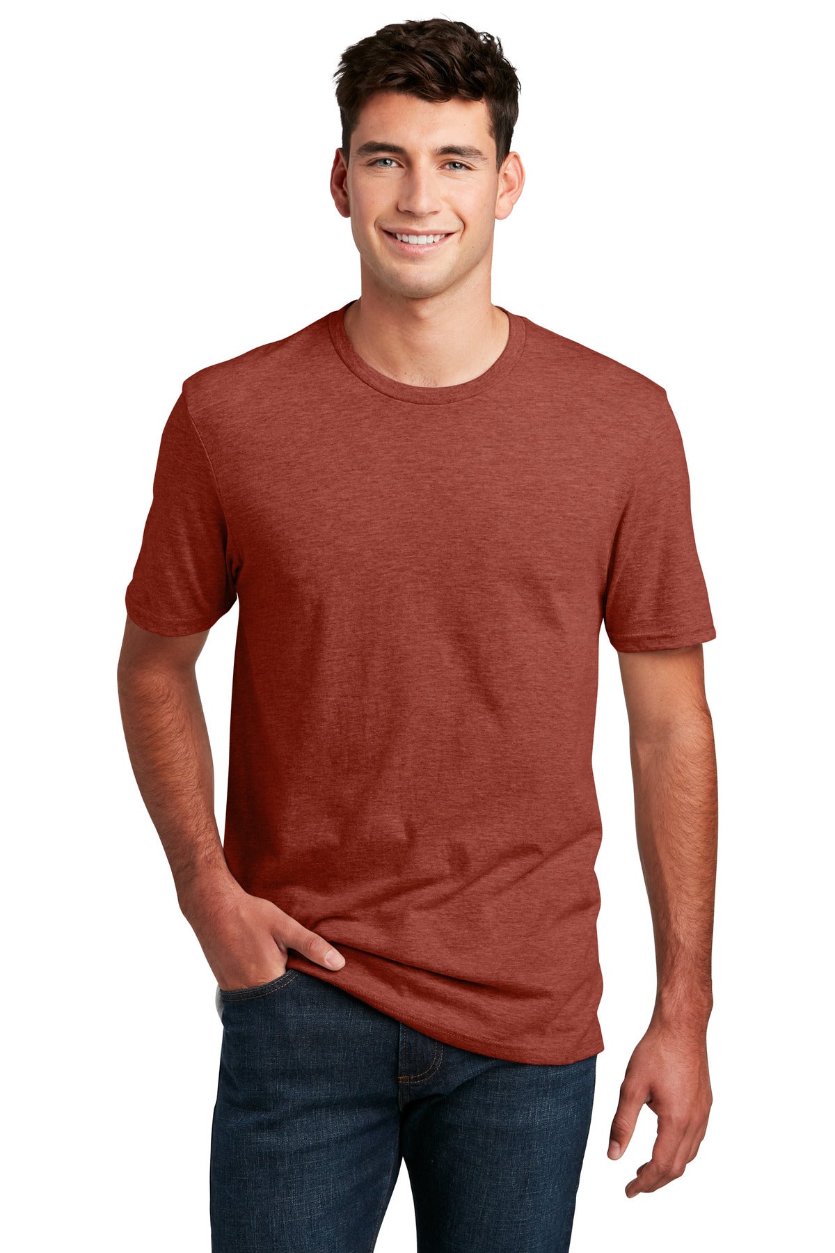 District Perfect Blend CVC Tee. DM108 Heathered Russet