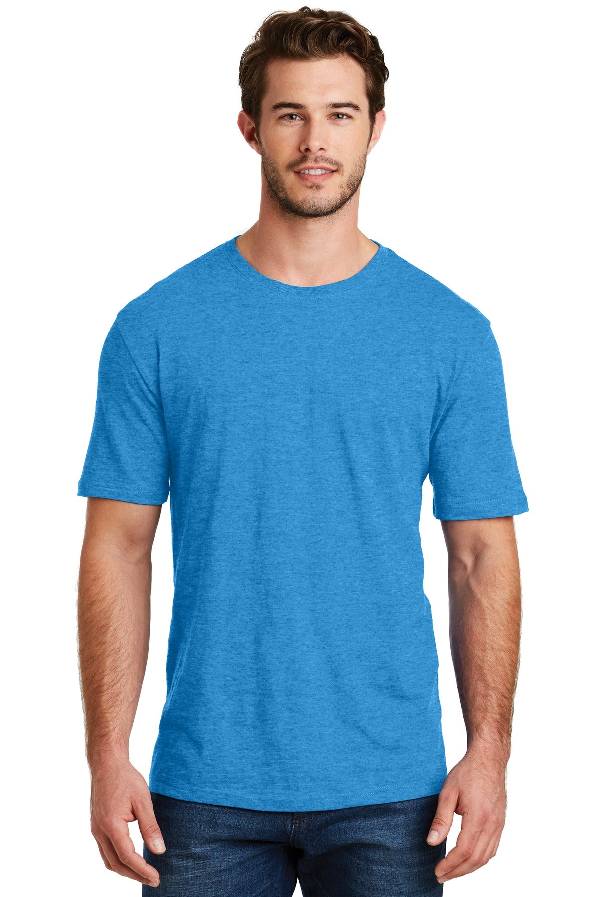 District Perfect Blend CVC Tee. DM108 Heathered Bright Turquoise