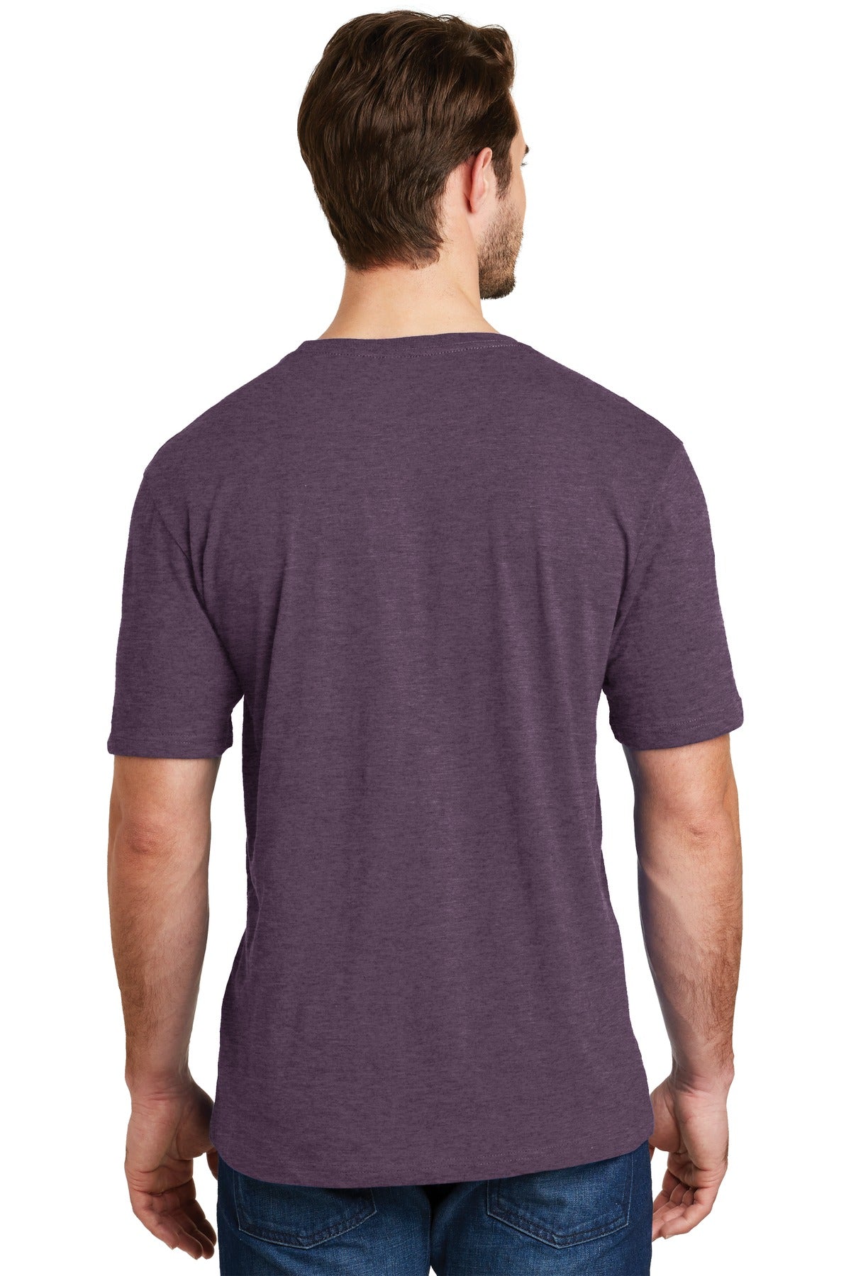Custom Embroidered District Perfect Blend CVC Tee. DM108,Heathered Eggplant