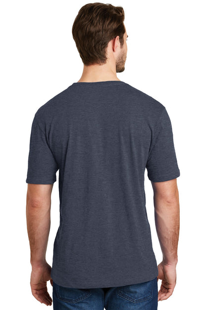 Custom Embroidered District Perfect Blend CVC Tee. DM108,Heathered Navy