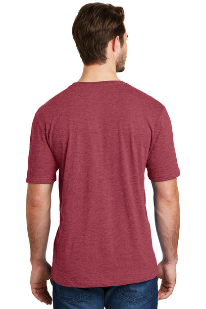 Custom Embroidered District Perfect Blend CVC Tee. DM108,Heathered Red