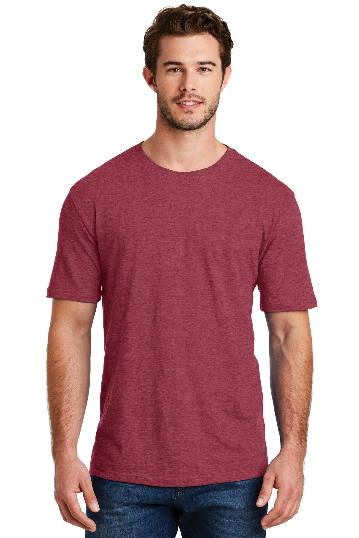 District Perfect Blend CVC Tee. DM108 Heathered Red