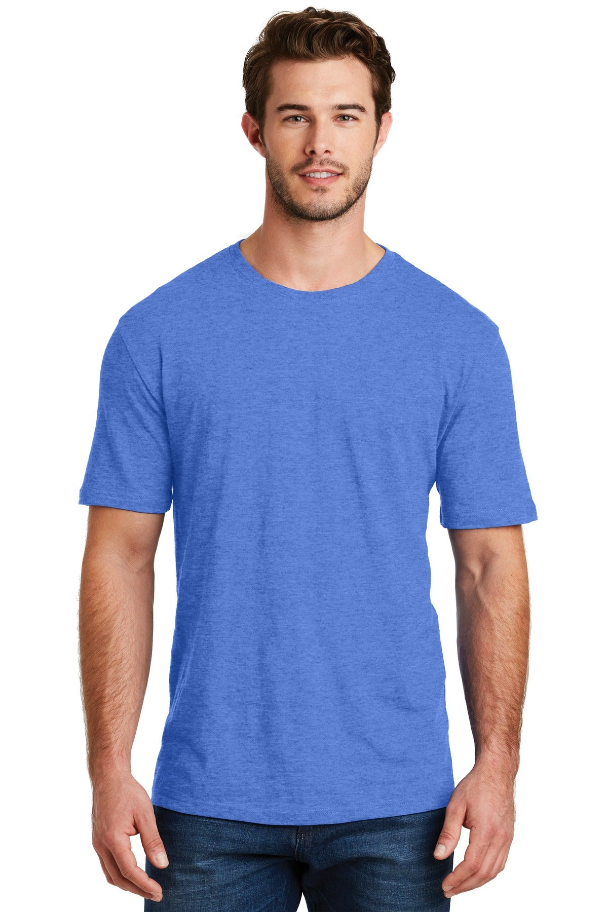 District Perfect Blend CVC Tee. DM108 Heathered Royal