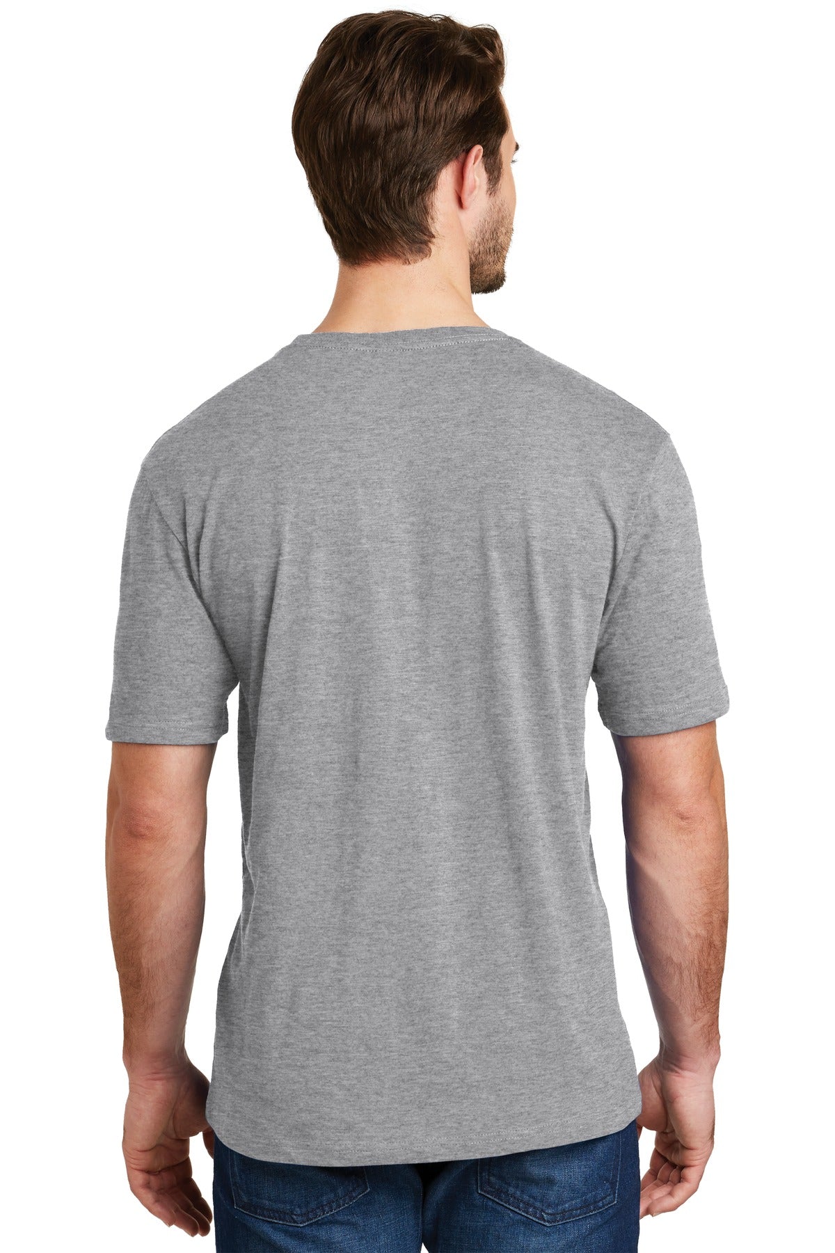 Custom Embroidered District Perfect Blend CVC Tee. DM108,Light Heather Grey