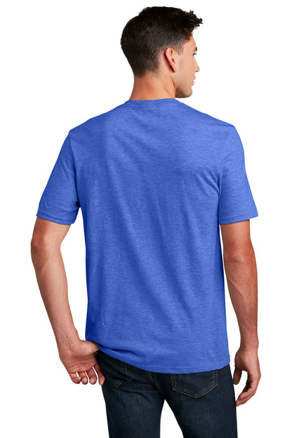 Custom Embroidered District Perfect Blend CVC Tee. DM108,Royal Frost