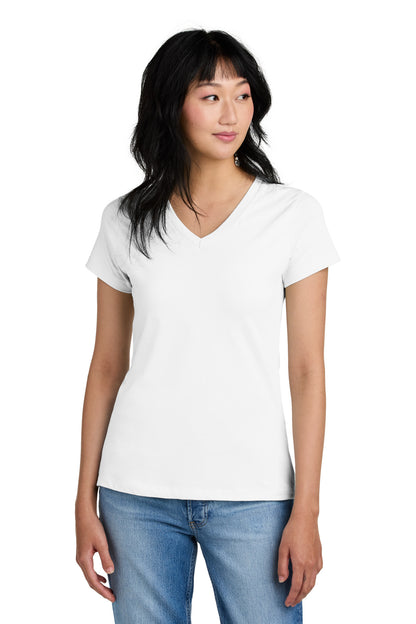 District - Women's Perfect Weight V-Neck Tee. DM1170L Bright White