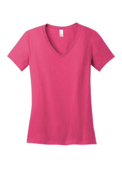 District - Women's Perfect Weight V-Neck Tee. DM1170L Dark Fuchsia