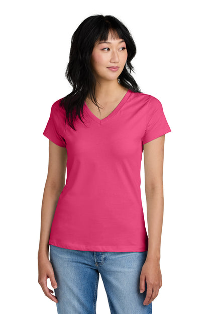 District - Women's Perfect Weight V-Neck Tee. DM1170L Dark Fuchsia
