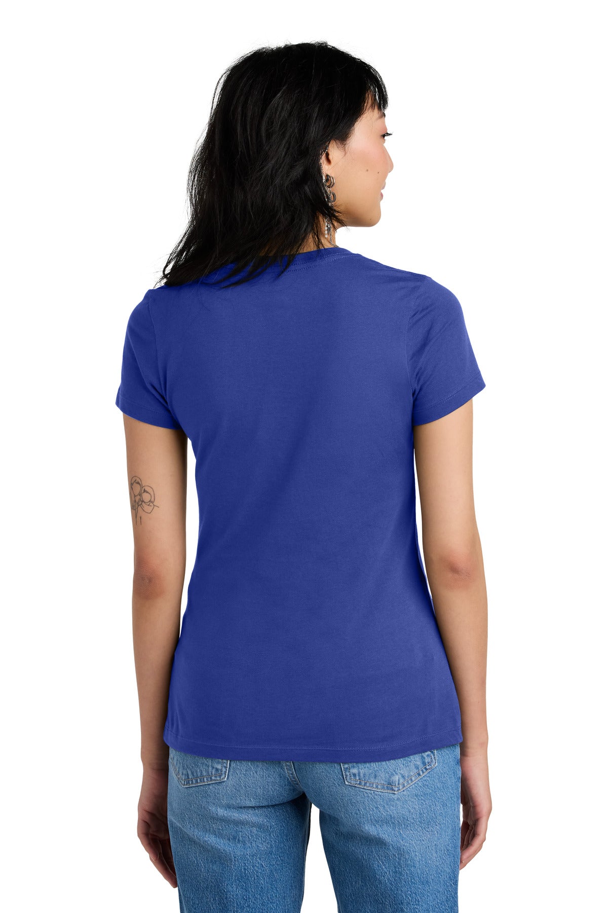 Custom Embroidered District - Women's Perfect Weight V-Neck Tee. DM1170L,Deep Royal