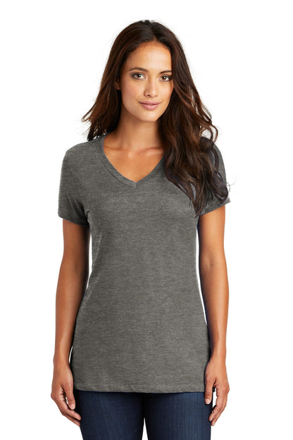 District - Women's Perfect Weight V-Neck Tee. DM1170L Heathered Charcoal
