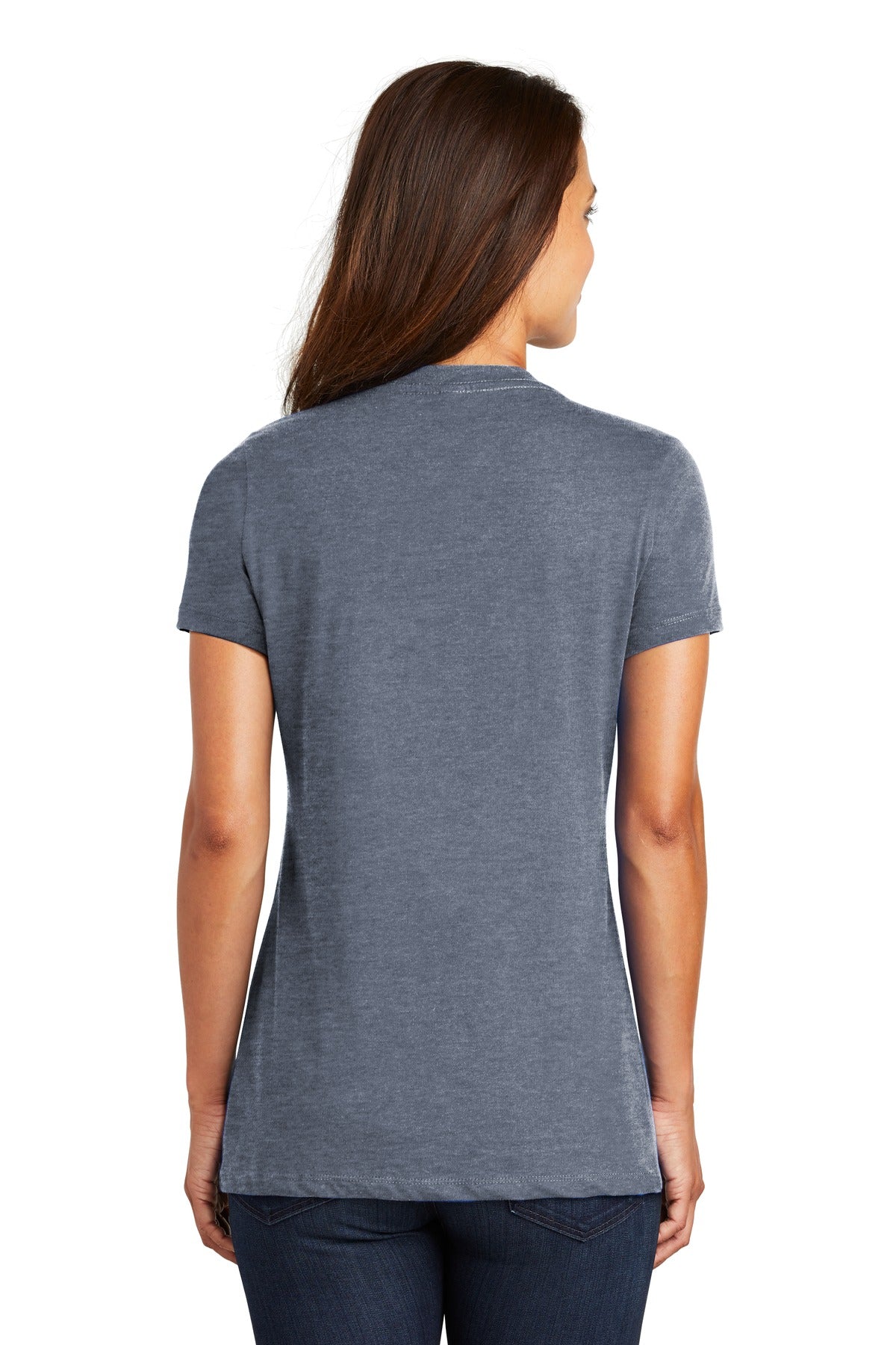 Custom Embroidered District - Women's Perfect Weight V-Neck Tee. DM1170L,Heathered Navy