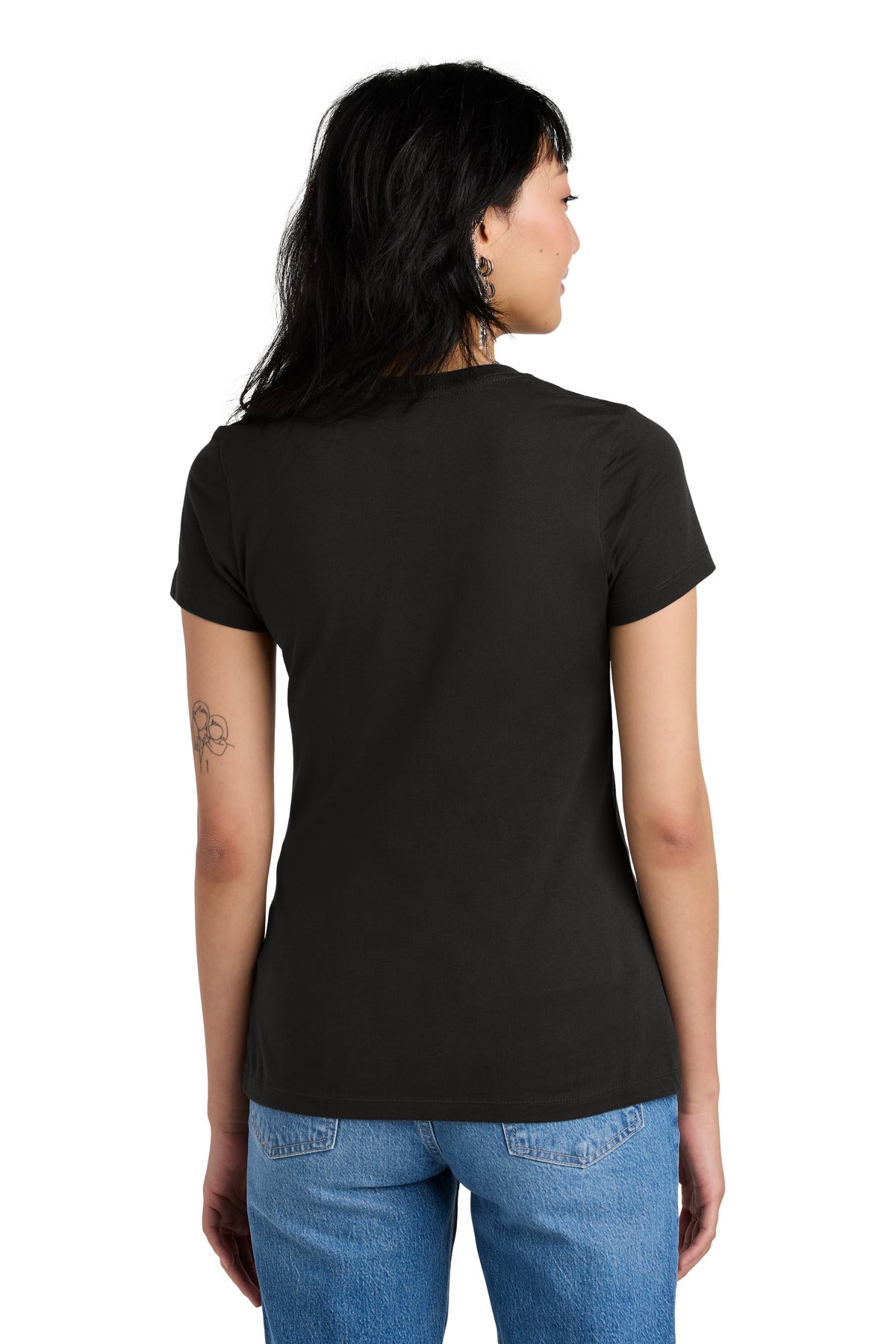 Custom Embroidered District - Women's Perfect Weight V-Neck Tee. DM1170L,Jet Black