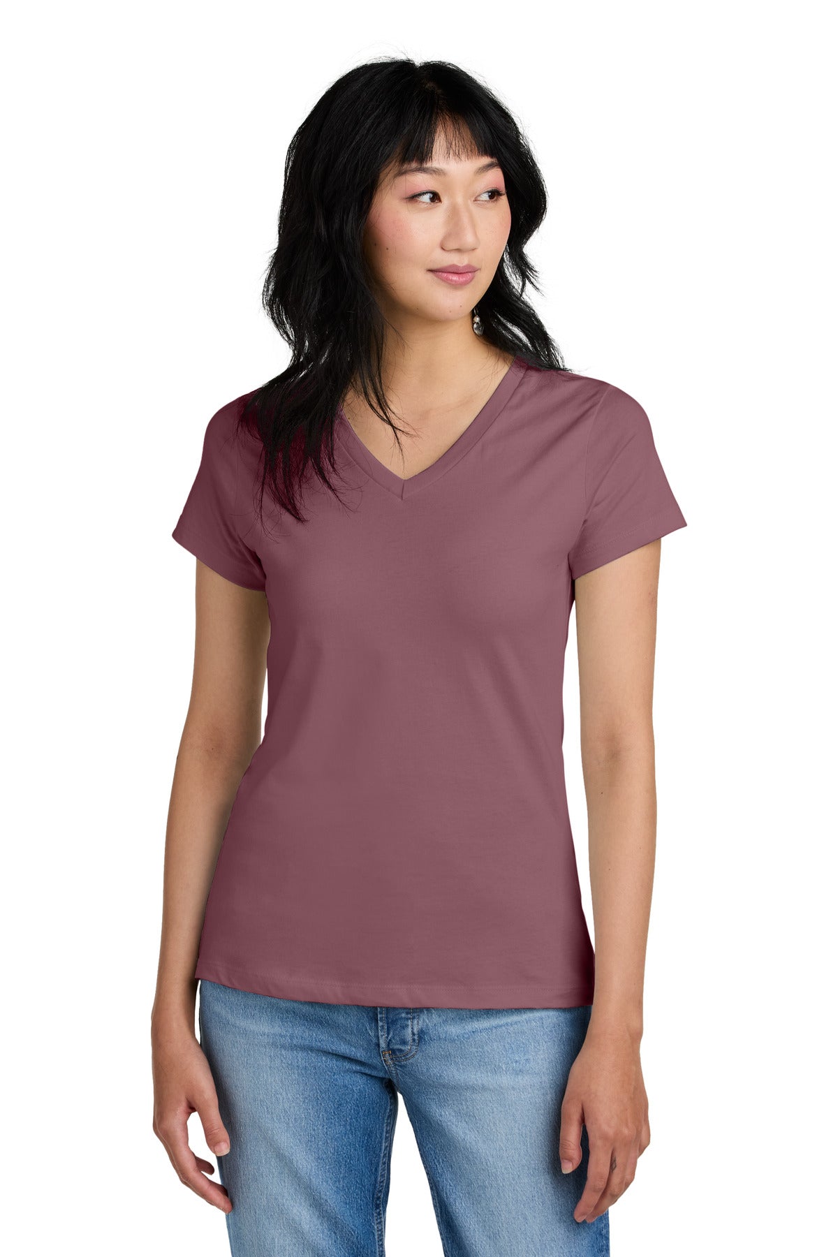 District - Women's Perfect Weight V-Neck Tee. DM1170L Orchid Haze