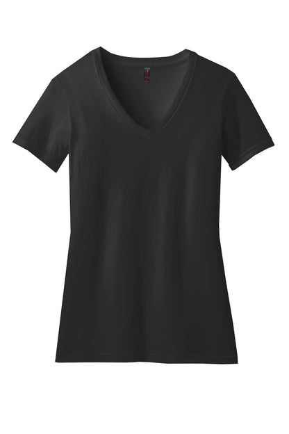 District Women's Perfect Blend CVC V-Neck Tee. DM1190L Black