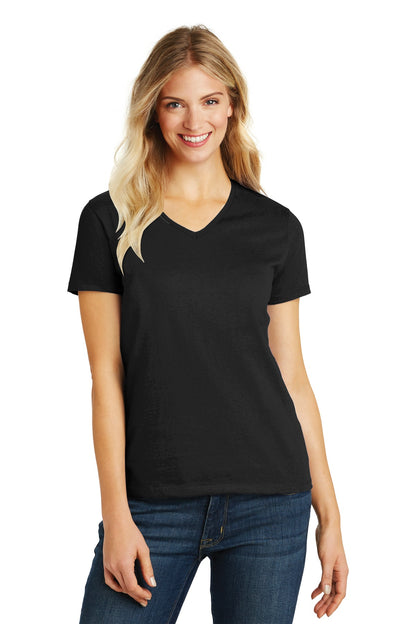 District Women's Perfect Blend CVC V-Neck Tee. DM1190L Black